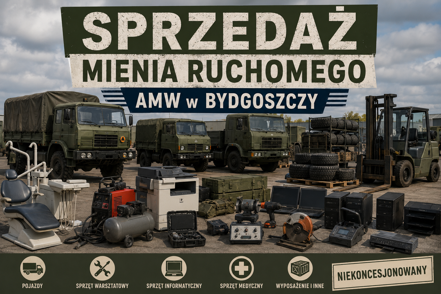 Ogłoszenie o przetargu – sprzedaż mienia ruchomego AMW w Bydgoszczy