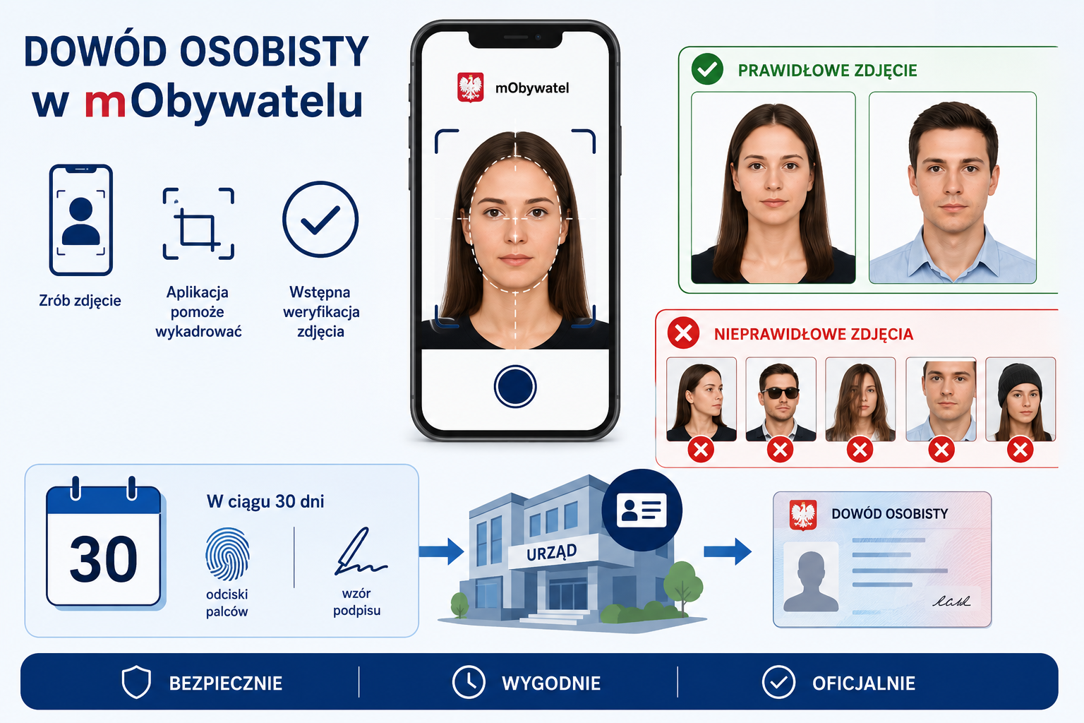 Informacja dotycząca fotografii do dowodu osobistego składanych za pośrednictwem aplikacji mObywatel